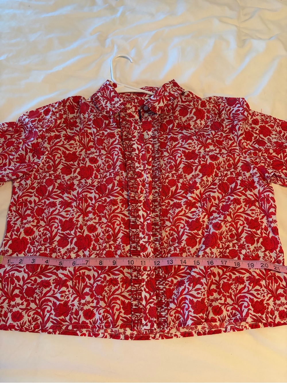 J. Crew Red and White Floral Ruffled Blouse - Picture 10 of 10